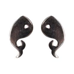 Ear studs, silver colour, Whale