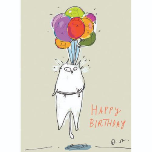 Birthday card "Balloon Cat" 12x17cm