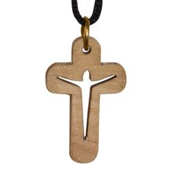 Pendant olive wood, cross carved inside, 2 x 3cm