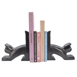 Bookends Soapstone Cats Black