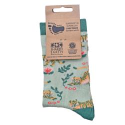 Bamboo Socks Tigers Shoe Size UK 3-7 Womens Fair Trade Eco