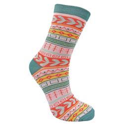 Bamboo Socks Teal Geometric Shoe Size UK 7-11 Mens Fair Trade Eco