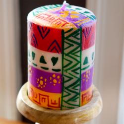 Hand painted candle in gift box, Indabuko