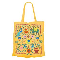 Tote Bag Recycled Cotton Ethnic Art Yellow 36 x 40cm