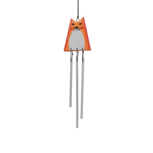Cat Chime Hanging, Albesia Wood and Metal