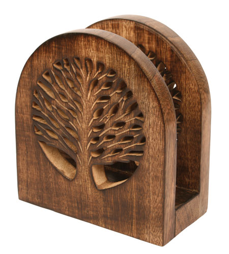 Letter/envelope holder mango wood tree of life