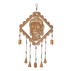 Hanging Windchime Buddha Recycled Metal 70cm