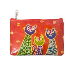 Leather Purse 3 Cats 16.5x11cm