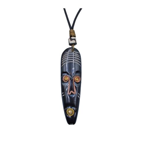 Pendant Necklace Mask Black 2.5 x 8.5cm