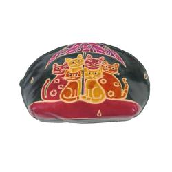 Leather Purse Cats Under Umbrella 14x9cm