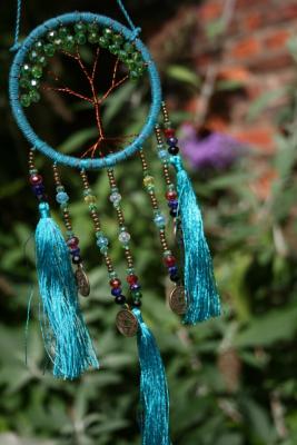 Dreamcatcher tree jewelled green 7.5cm