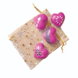 3 Small Heart Shaped Pebbles in Gift Bag