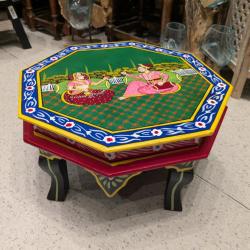 Hand Painted Wooden Chowki Floor Table 40 x 40 x 22cm