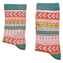 Bamboo Socks Teal Geometric Shoe Size UK 7-11 Mens Fair Trade Eco