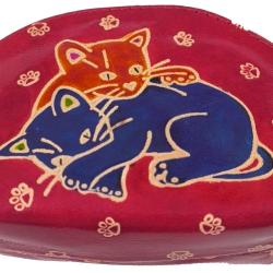 Leather Purse Cat + Kitten 14x9cm