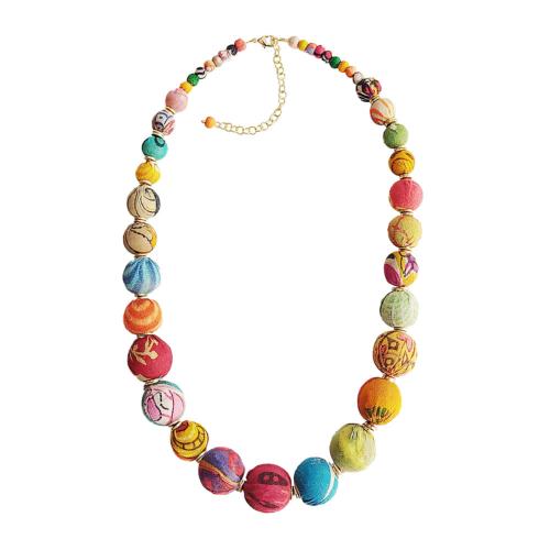 Necklace Multicoloured Recycled Beads