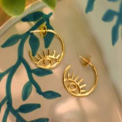 Earrings Gold Colour, Eye