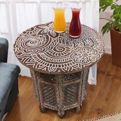 Coffee / Occasional Table Mango Wood Henna Tattoo Design 50 x 50cm