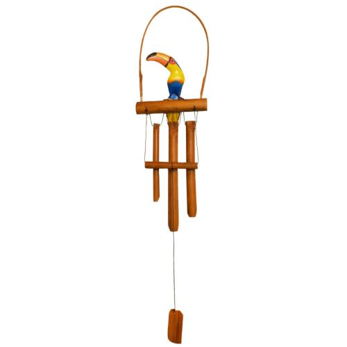 Bamboo Windchime with Albesia Wood Toucan 90cm