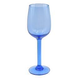 Single Wine Glass Recycled Glass Blue Tinted, 21cm height