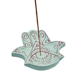 Incense Holder Wood Hamsa Hand 11 x 11cm