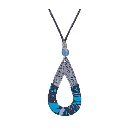 Pendant Necklace Recycled Fabric + Aluminium Teardrop 40cm