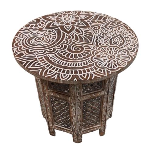 Coffee / Occasional Table Mango Wood Henna Tattoo Design 50 x 50cm