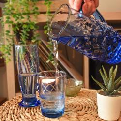 Jug Recycled Glass Blue Tinted, 23cm height