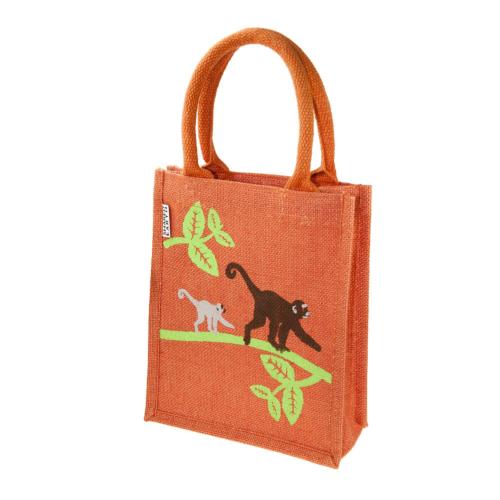 Jute shopping bag, small, monkeys 20x25cm