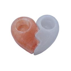 Himalayan salt t-lite holder double, heart yin yang **