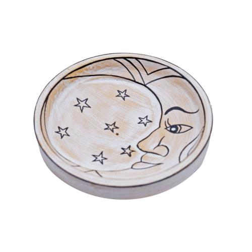 Incense Holder Wood Moon and Stars 11cm