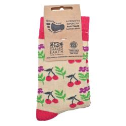 Bamboo Socks Cherries Shoe Size UK 3-7 Womens Fair Trade Eco