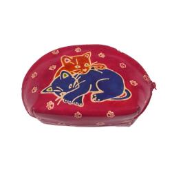 Leather Purse Cat + Kitten 14x9cm