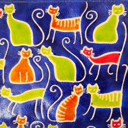 Leather Purse / Pouch 6 Cats with Long Tails 20x14cm