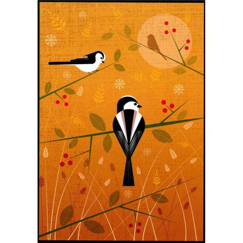 Greetings card "Long tail tits" 12x17cm