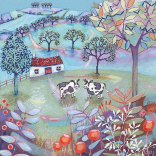 Greetings card "Cows in the Meadow" 16x16cm