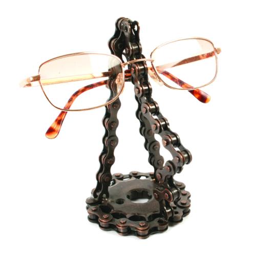 Spectacle stand, recycled bike chain