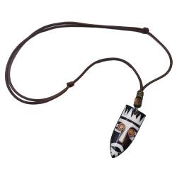 Pendant Necklace Mask Black White 2.5 x 5.5cm