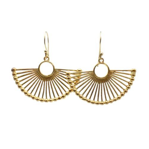 Earrings Gold Colour, Fan-Shape