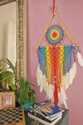 Dreamcatcher in Triangle Rainbow Colours 40cm diameter