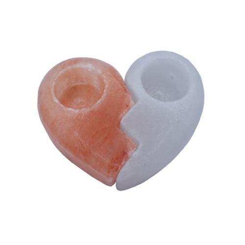 Himalayan salt t-lite holder double, heart yin yang **