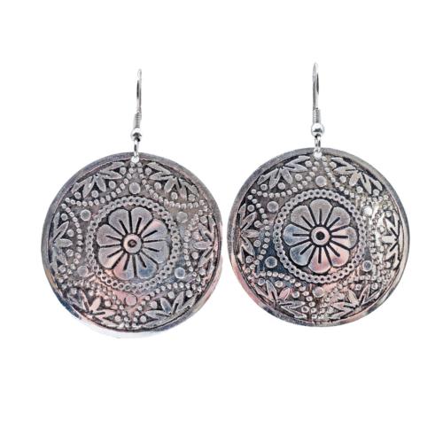 Earrings Round Flower in Centre 4cm diameter