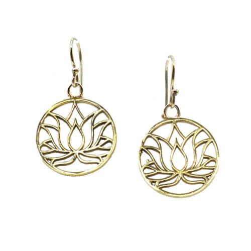 Earrings Gold Colour, lotus 2cm diameter