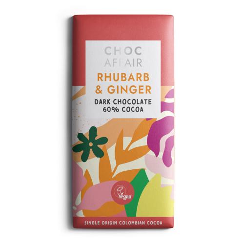 Rhubarb and ginger dark chocolate bar