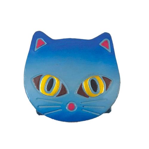 Leather Coin Purse Cat Shape Turquoise 6.5x6.5cm