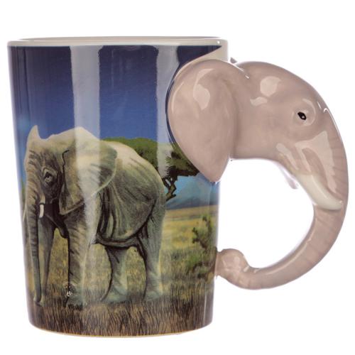 Ceramic Mug with Elephant Shaped Handle