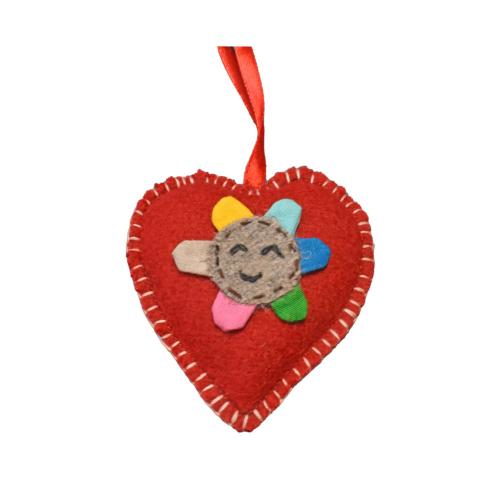 Hanging Heart Decoration Hand Stitched