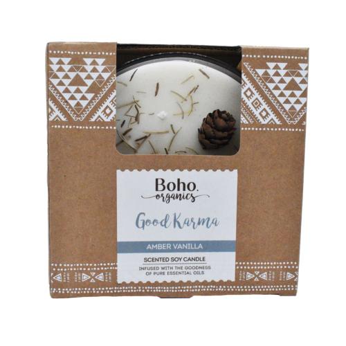 Boho Organics Amber Vanilla Candle Good Karma 200g