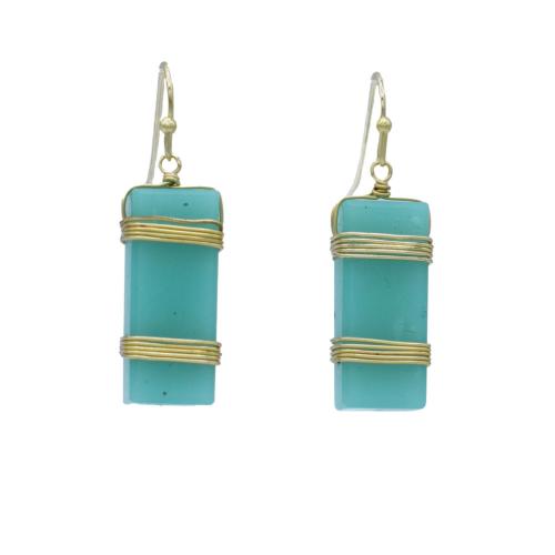 Earrings Jade Colour Rectangle