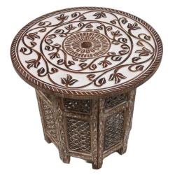 Coffee / Occasional Table Mango Wood Leaf Design 50 x 50cm